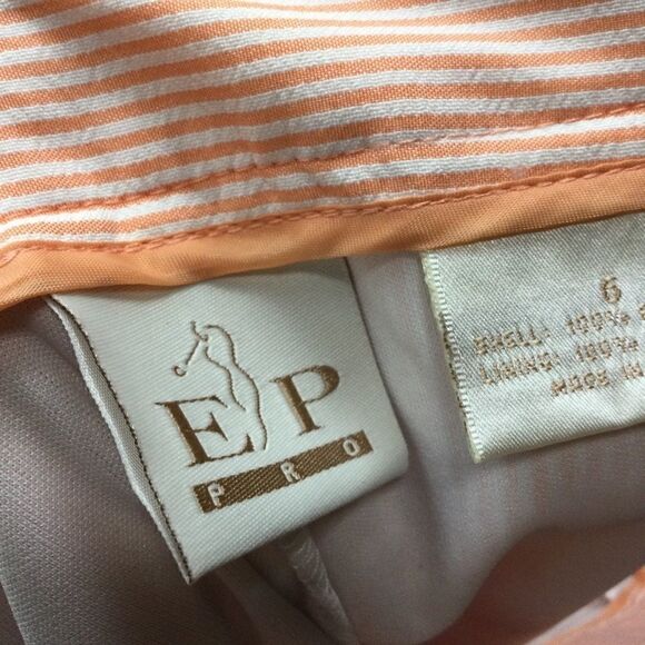 EP‎ Pro Golf Skort Orange & White Striped Seersucker Golf Short, Size - 6 - Picture 2 of 11